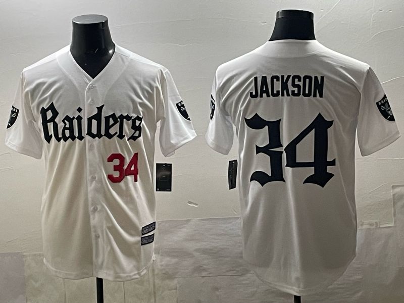 Men 2025 Oakland Raiders #34 Jackson white 6th generation Joint Name Nike Limited NFL Jersey style 02